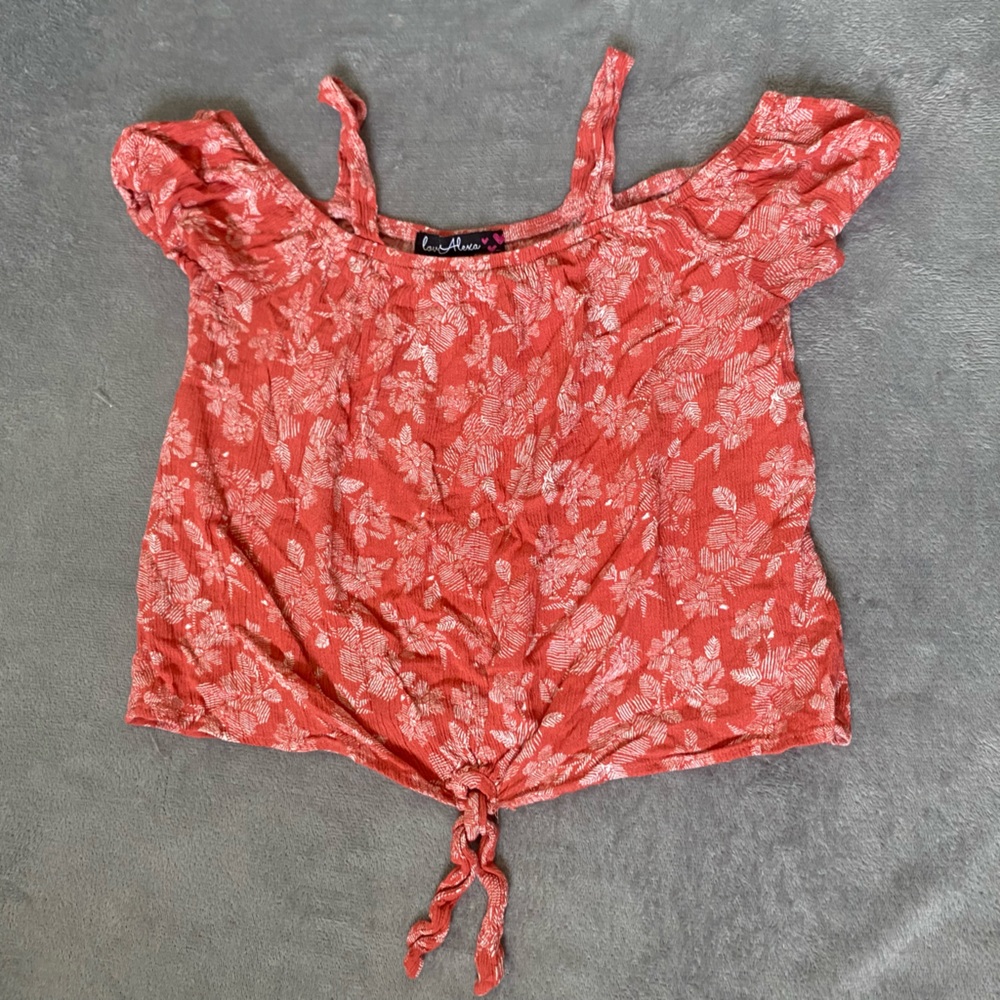 Floral Juniors Off the Shoulder Shirt - love Alexa - Size 14